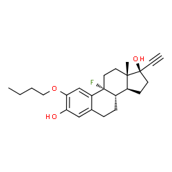 ChemSpider 2D Image | (17alpha)-2-Butoxy-9-fluoro-19-norpregna-1(10),2,4-trien-20-yne-3,17-diol | C24H31FO3