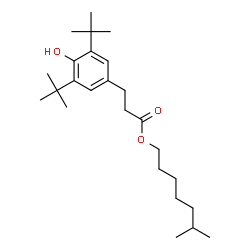 ChemSpider 2D Image | 6-Methylheptyl 3-[4-hydroxy-3,5-bis(2-methyl-2-propanyl)phenyl]propanoate | C25H42O3