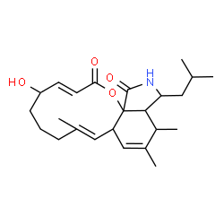 ChemSpider 2D Image | (3E,9E)-5-Hydroxy-14-isobutyl-9,12,13-trimethyl-6,7,8,10a,13,13a,14,15-octahydro-2H-oxacyclododecino[2,3-d]isoindole-2,16(5H)-dione | C24H35NO4
