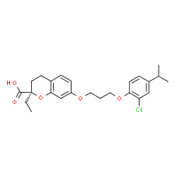 ChemSpider 2D Image | (2R)-7-[3-(2-Chloro-4-isopropylphenoxy)propoxy]-2-ethyl-2-chromanecarboxylic acid | C24H29ClO5