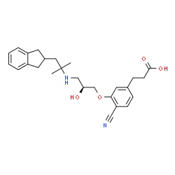 ChemSpider 2D Image | 3-{4-Cyano-3-[(2S)-3-{[1-(2,3-dihydro-1H-inden-2-yl)-2-methyl-2-propanyl]amino}-2-hydroxypropoxy]phenyl}propanoic acid | C26H32N2O4