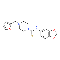 ChemSpider 2D Image | N-(1,3-Benzodioxol-5-yl)-4-(2-furylmethyl)-1-piperazinecarbothioamide | C17H19N3O3S