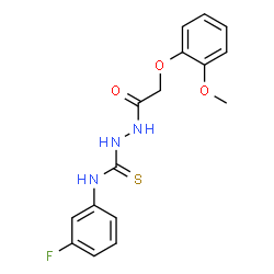 ChemSpider 2D Image | N-(3-Fluorophenyl)-2-[(2-methoxyphenoxy)acetyl]hydrazinecarbothioamide | C16H16FN3O3S