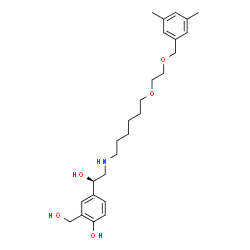 ChemSpider 2D Image | 4-{(1R)-2-[(6-{2-[(3,5-Dimethylbenzyl)oxy]ethoxy}hexyl)amino]-1-hydroxyethyl}-2-(hydroxymethyl)phenol | C26H39NO5