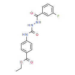 ChemSpider 2D Image | Ethyl 4-({[2-(3-fluorobenzoyl)hydrazino]carbonyl}amino)benzoate | C17H16FN3O4