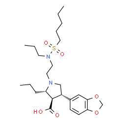 ChemSpider 2D Image | (2S,3R,4S)-4-(1,3-Benzodioxol-5-yl)-1-{2-[(pentylsulfonyl)(propyl)amino]ethyl}-2-propyl-3-pyrrolidinecarboxylic acid | C25H40N2O6S