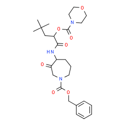 ChemSpider 2D Image | Benzyl 4-({4,4-dimethyl-2-[(4-morpholinylcarbonyl)oxy]pentanoyl}amino)-3-oxo-1-azepanecarboxylate | C26H37N3O7