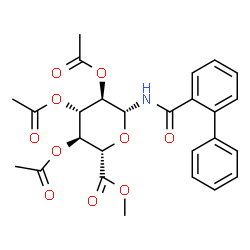 ChemSpider 2D Image | Methyl 2,3,4-tri-O-acetyl-N-(2-biphenylylcarbonyl)-beta-D-glucopyranosyluronateamine | C26H27NO10