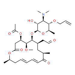 ChemSpider 2D Image | (4R,5S,6S,7R,9R,11E,13E,16R)-6-{[(2S,3R,4R,5S,6R)-5-(Allyloxy)-4-(dimethylamino)-3-hydroxy-6-methyltetrahydro-2H-pyran-2-yl]oxy}-5-methoxy-9,16-dimethyl-2,10-dioxo-7-(2-oxoethyl)oxacyclohexadeca-11,13
-dien-4-yl acetate | C33H51NO11