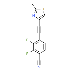 ChemSpider 2D Image | 2,3-Difluoro-4-[(2-methyl-1,3-thiazol-4-yl)ethynyl]benzonitrile | C13H6F2N2S