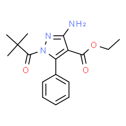 ChemSpider 2D Image | Ethyl 3-amino-1-(2,2-dimethylpropanoyl)-5-phenyl-1H-pyrazole-4-carboxylate | C17H21N3O3