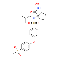ChemSpider 2D Image | N-Hydroxy-1-[isobutyl({4-[4-(methylsulfonyl)phenoxy]phenyl}sulfonyl)amino]cyclopentanecarboxamide | C23H30N2O7S2
