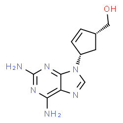 ChemSpider 2D Image | [(1R,4S)-4-(2,6-Diamino-9H-purin-9-yl)-2-cyclopenten-1-yl]methanol | C11H14N6O