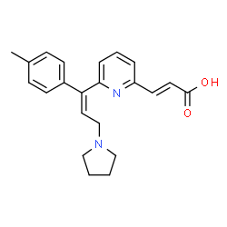ChemSpider 2D Image | (E,E)-3-[6-[1-(4-Methylphenyl)-3-(1-pyrrolidinyl)-1-propenyl]-2-pyridinyl]-2-propenoic Acid | C22H24N2O2
