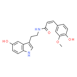 ChemSpider 2D Image | (2Z)-N-[2-(5-Hydroxy-1H-indol-3-yl)ethyl]-3-(4-hydroxy-3-methoxyphenyl)acrylamide | C20H20N2O4