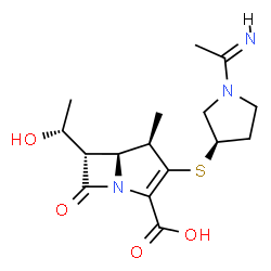 ChemSpider 2D Image | (4R,5S,6S)-3-({(3R)-1-[(1E)-Ethanimidoyl]-3-pyrrolidinyl}sulfanyl)-6-[(1R)-1-hydroxyethyl]-4-methyl-7-oxo-1-azabicyclo[3.2.0]hept-2-ene-2-carboxylic acid | C16H23N3O4S