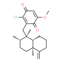 ChemSpider 2D Image | 2-Chloro-5-methoxy-3-{[(1R,2S,4aS,8aS)-1,2,4a-trimethyl-5-methylenedecahydro-1-naphthalenyl]methyl}-1,4-benzoquinone | C22H29ClO3