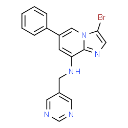 ChemSpider 2D Image | 3-Bromo-6-phenyl-N-(5-pyrimidinylmethyl)imidazo[1,2-a]pyridin-8-amine | C18H14BrN5