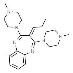 ChemSpider 2D Image | 2,4-Bis(4-methyl-1-piperazinyl)-3-propylidene-3H-1,5-benzodiazepine | C22H32N6