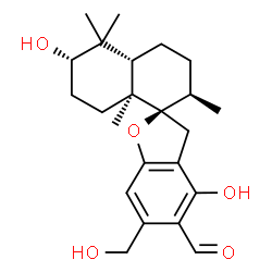 ChemSpider 2D Image | (2R,2'R,4a'S,6'S,8a'S)-4,6'-Dihydroxy-6-(hydroxymethyl)-2',5',5',8a'-tetramethyl-3',4',4a',5',6',7',8',8a'-octahydro-2'H,3H-spiro[1-benzofuran-2,1'-naphthalene]-5-carbaldehyde | C23H32O5