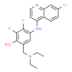 ChemSpider 2D Image | 4-[(7-Chloro-4-quinolinyl)amino]-6-[(diethylamino)methyl]-2,3-difluorophenol | C20H20ClF2N3O