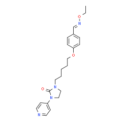ChemSpider 2D Image | 1-(5-{4-[(E)-(Ethoxyimino)methyl]phenoxy}pentyl)-3-(4-pyridinyl)-2-imidazolidinone | C22H28N4O3