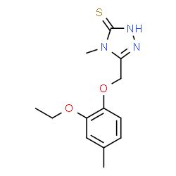 ChemSpider 2D Image | 5-[(2-ethoxy-4-methylphenoxy)methyl]-4-methyl-4H-1,2,4-triazole-3-thiol | C13H17N3O2S
