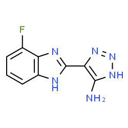 ChemSpider 2D Image | 4-(4-Fluoro-1H-benzimidazol-2-yl)-1H-1,2,3-triazol-5-amine | C9H7FN6