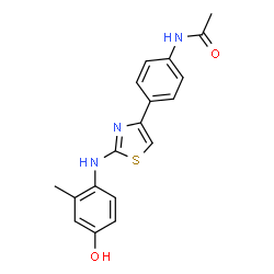 ChemSpider 2D Image | N-(4-{2-[(4-Hydroxy-2-methylphenyl)amino]-1,3-thiazol-4-yl}phenyl)acetamide | C18H17N3O2S