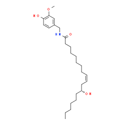 ChemSpider 2D Image | (9Z,12R)-12-Hydroxy-N-(4-hydroxy-3-methoxybenzyl)-9-octadecenamide | C26H43NO4