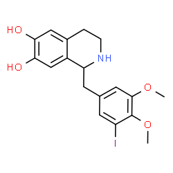 ChemSpider 2D Image | 1-(3-Iodo-4,5-dimethoxybenzyl)-1,2,3,4-tetrahydro-6,7-isoquinolinediol | C18H20INO4