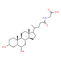 ChemSpider 2D Image | N-[(3alpha,5beta,6alpha,17xi,20xi)-3,6-Dihydroxy-24-oxocholan-24-yl]glycine | C26H43NO5