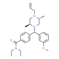 ChemSpider 2D Image | 4-[(S)-[(2S,5R)-4-Allyl-2,5-dimethyl-1-piperazinyl](3-methoxyphenyl)methyl]-N,N-diethylbenzamide | C28H39N3O2
