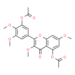 ChemSpider 2D Image | 5-(5-Acetoxy-3,7-dimethoxy-4-oxo-4H-chromen-2-yl)-2,3-dimethoxyphenyl acetate | C23H22O10