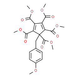 ChemSpider 2D Image | Pentamethyl 5-(4-methoxybenzyl)-1,3-cyclopentadiene-1,2,3,4,5-pentacarboxylate | C23H24O11
