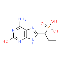 ChemSpider 2D Image | [1-(6-Amino-2-hydroxy-9H-purin-8-yl)propyl]phosphonic acid | C8H12N5O4P