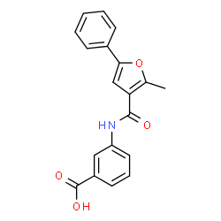 ChemSpider 2D Image | 3-[(2-Methyl-5-phenyl-3-furoyl)amino]benzoic acid | C19H15NO4