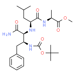 ChemSpider 2D Image | Methyl N-[(2S,3S)-1-amino-3-({[(2-methyl-2-propanyl)oxy]carbonyl}amino)-1-oxo-4-phenyl-2-butanyl]-L-leucyl-L-alaninate | C25H40N4O6