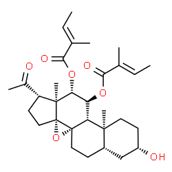 ChemSpider 2D Image | (3beta,5alpha,11alpha,12beta,14beta)-3-Hydroxy-20-oxo-8,14-epoxypregnane-11,12-diyl (2E,2'E)bis(2-methyl-2-butenoate) | C31H44O7