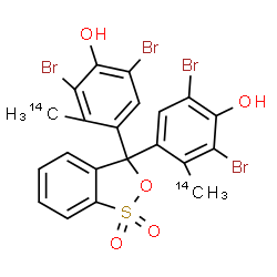 ChemSpider 2D Image | 4,4'-(1,1-Dioxido-3H-2,1-benzoxathiole-3,3-diyl)bis[2,6-dibromo-3-(~14~C)methylphenol] | C1914C2H14Br4O5S