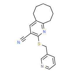 ChemSpider 2D Image | 2-[(3-Pyridinylmethyl)sulfanyl]-5,6,7,8,9,10-hexahydrocycloocta[b]pyridine-3-carbonitrile | C18H19N3S