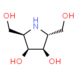ChemSpider 2D Image | (2R,3S,4R,5R)-3,4-Dihydroxy-2,5-pyrrolidinedimethanol | C6H13NO4