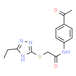 ChemSpider 2D Image | N-(4-Acetylphenyl)-2-[(3-ethyl-1H-1,2,4-triazol-5-yl)sulfanyl]acetamide | C14H16N4O2S