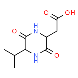 ChemSpider 2D Image | 3,6-Dioxo-5-isopropyl-2-piperazineacetic acid | C9H14N2O4