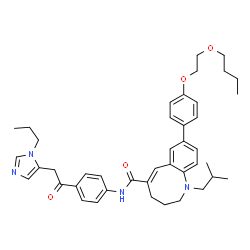 ChemSpider 2D Image | (5E)-8-[4-(2-Butoxyethoxy)phenyl]-1-isobutyl-N-{4-[(1-propyl-1H-imidazol-5-yl)acetyl]phenyl}-1,2,3,4-tetrahydro-1-benzazocine-5-carboxamide | C42H52N4O4