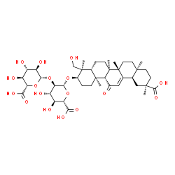 ChemSpider 2D Image | (3alpha)-23,29-Dihydroxy-11,29-dioxoolean-12-en-3-yl 2-O-beta-D-glucopyranuronosyl-beta-D-glucopyranosiduronic acid | C42H62O17