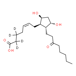 ChemSpider 2D Image | (5Z,9alpha,11beta)-9,11-Dihydroxy-15-oxo(2,2,3,3-~2~H_4_)prost-5-en-1-oic acid | C20H30D4O5