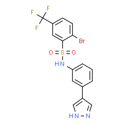 ChemSpider 2D Image | 2-Bromo-N-[3-(1H-pyrazol-4-yl)phenyl]-5-(trifluoromethyl)benzenesulfonamide | C16H11BrF3N3O2S