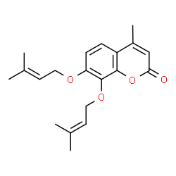 ChemSpider 2D Image | 4-Methyl-7,8-bis[(3-methyl-2-buten-1-yl)oxy]-2H-chromen-2-one | C20H24O4