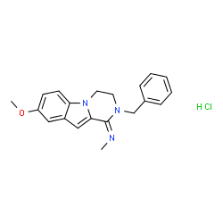 ChemSpider 2D Image | (1E)-2-Benzyl-8-methoxy-N-methyl-3,4-dihydropyrazino[1,2-a]indol-1(2H)-imine hydrochloride (1:1) | C20H22ClN3O